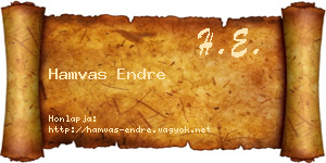 Hamvas Endre névjegykártya